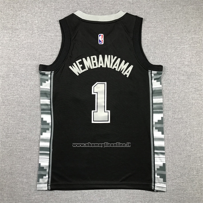Maglia Bambino San Antonio Spurs Victor Wembanyama #1 Statement 2022-23 Nero